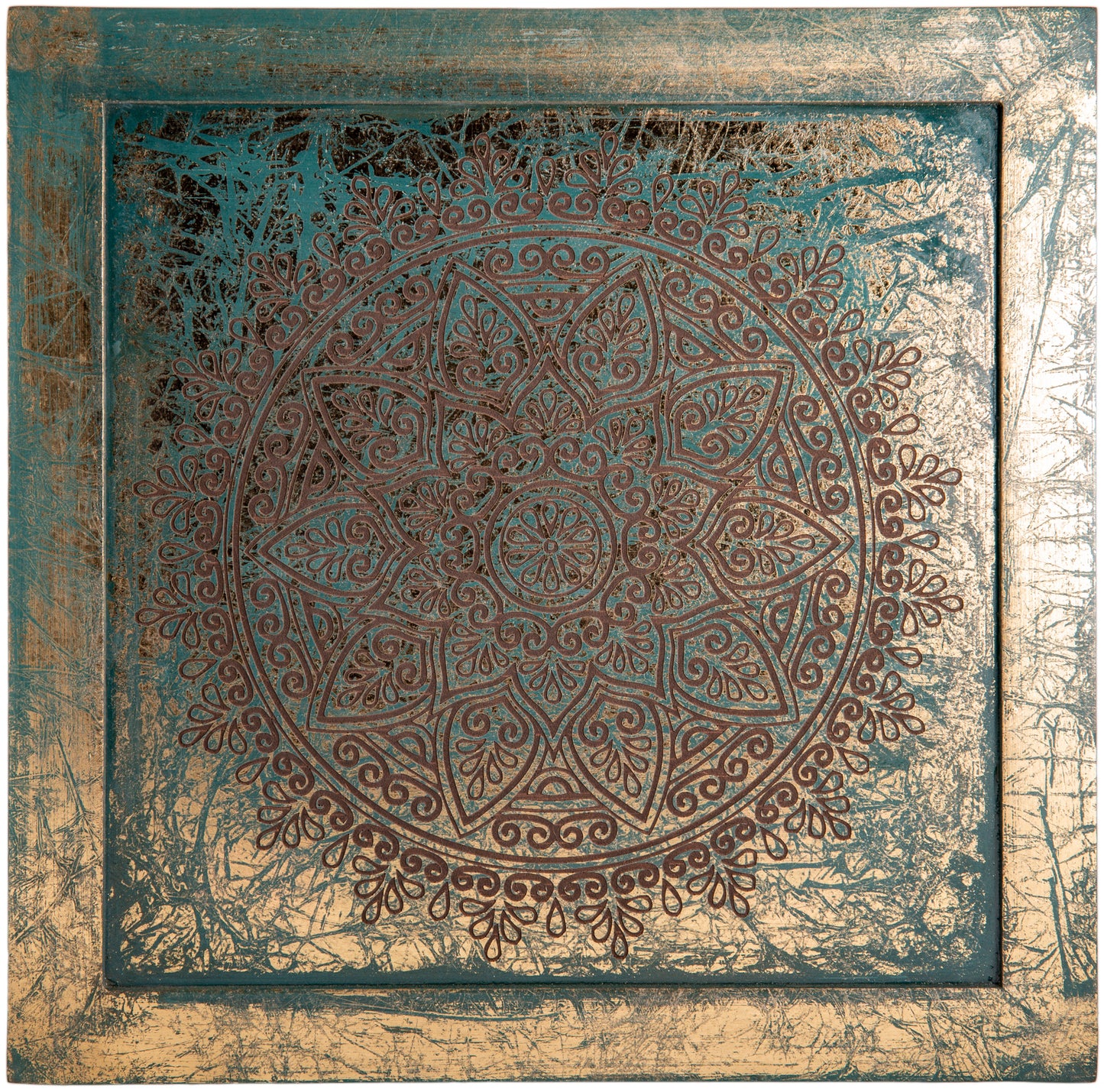 Grüngoldenes Bild mit Mandala