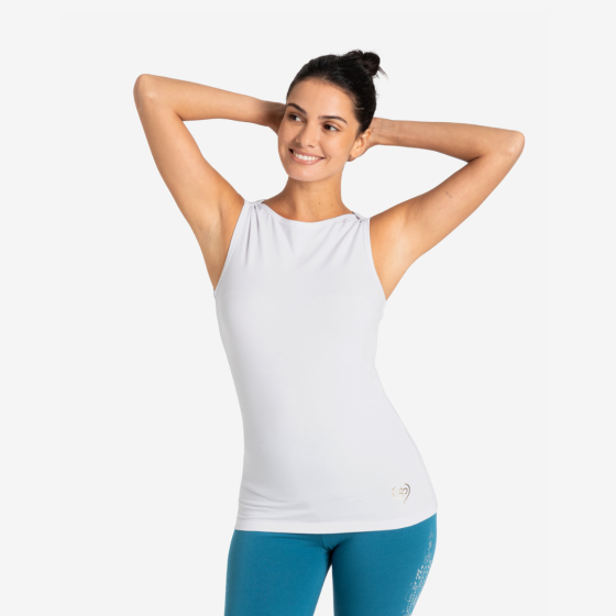 weisses Highneck Tanktop aus Bambusviskose