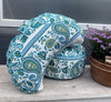 FAIRTRADE Meditationskissen Halbmond Blockprint lime/petrol