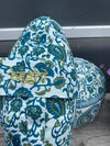 FAIRTRADE Meditationskissen Halbmond Blockprint lime/petrol